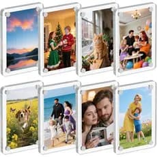 Conjunto de 10 peças de adesivo magnético acrílico para geladeira com moldura de foto 7.5 * 10.5 cm