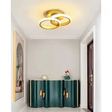 Luminária Plafon LED de Teto Dourada Moderna com 3 Cores de Luz Para Sala, Quarto, Hall e Ambientes Internos