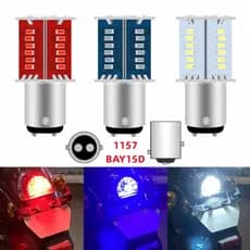 1Unidade 1157 LED Luz Traseira Estroboscópica Pisca Parar Lâmpada De Freio BAY15D 12V Piscando Motor