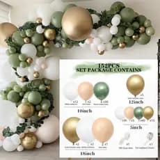 Kit 152 Balões Coloridos 18" 5pcs + Grande Dourado 12" 5pcs + 10" 44pcs + 5" 96pcs + 2 Tiras de Fita