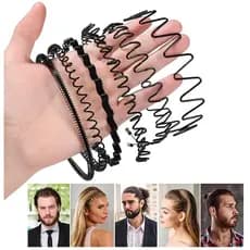 Faixa de cabeça de ferro com 6 pacotes, faixa de cabeça de Metal masculina, faixa de cabeça de ferro preta com Design on
