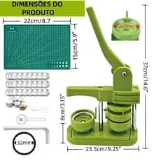 Conjunto completo de consumíveis para fabricação de crachás, conjunto de máquina rotativa de crachá verde (incluindo mol
