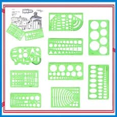 Conjunto de réguas variadas de 9 peças, modelos de desenhos geométricos, estênceis de desenho, ferramentas de desenho