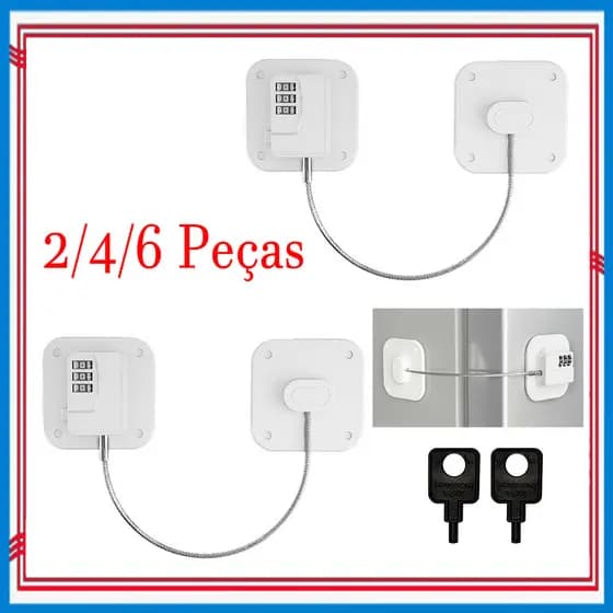 2/4/6 Peças Fechaduras de geladeira com chave - Fechaduras de geladeira à prova de crianças e Aldult com 3 códigos