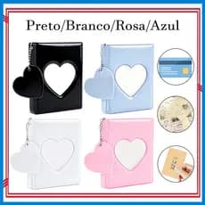 Mini álbum de Fotos Bonito Amor Coração Oco Capa Photocard Titular Livro para Várias Fotos Adequado Com Pingente