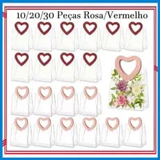 23 x 12 x 27 cm, 10/20/30 Pçs Sacos de presente transparentes reutilizáveis com Alças em forma de coração,sacolas de PVC