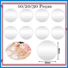 10/20/30 Peças de adesivos de parede espelhados, azulejos de espelho de parede redondos acrílicos removíveis, 40 x 40 mm