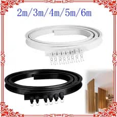 Trilho de cortina de teto flexível dobrável (branco ou preto) 5 comprimentos disponíveis