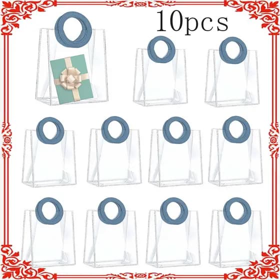 10 sacos de presente portáteis transparentes em pvc (18x16x8cm) Dia das Crianças, Dia das Mães, Sacos de presente de Nat