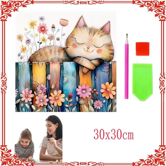 Kit de pintura diamante gatinho dormindo pintura Animal gatinho