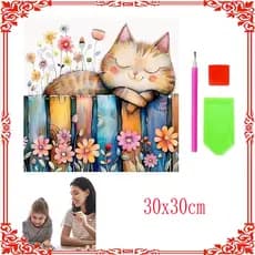 Kit de pintura diamante gatinho dormindo pintura Animal gatinho