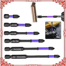 Conjunto de bits de chave de fenda hexagonal magnética, 6 peças, chave de fenda, acessórios, Material de aço