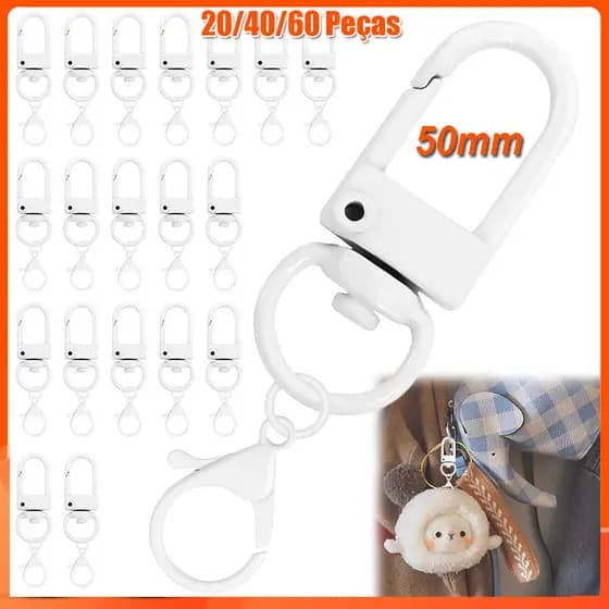 20/40/60peças  Argola para chaveiro de ganchos de chaveiro de faça você mesmo chaveiro joias acessórios de fivela Branco