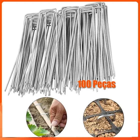 Kit Com 100 prata Grampos Para Fixação De Grama Sintética Gancho