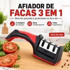 Afiador De Faca 3 Estágios Amolador Profissional Com Afiação Rápida Em Aço Inoxidável