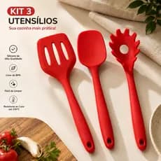 Kit Utensílios de Cozinha Silicone 3 Peças Premium – Completo e Resistente