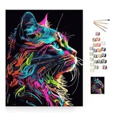 Kit pintura numerada completo - Gato Neon