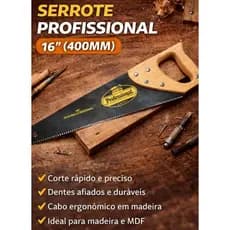 Serrote Profissional 16" (400mm) com Cabo de Madeira | Corte Rápido e Preciso | Marcenaria Carpintaria Madeira