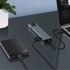Leitor de cartão 8 em 1 Tipo C + USB-A para SD/TF/PD/HDTV/Rj45/Tipo C/USB U HUB de usb