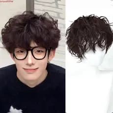 JUNYUE Peruca Curta Encaracolada Em Camadas , Perucas Sintéticas De Anime Marrom , Natural Fofa Para Cosplay De Hallowee