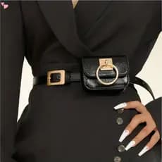 Y2K Bolsa De Cintura Gótica Vintage Para Mulheres , Punk , Quadrada , Fivela De Metal , Cinto PU , De Viagem