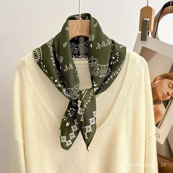 Flor de caju moda temperamento All-Match algodão linho pequeno lenço quadrado feminino decoração profissional cachecol