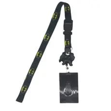 Kit Cordão Batman com Fecho Engate Rápido + Porta Crachá Retrátil Personalizado + Porta Cartão Preto