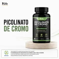 Picolinato de Cromo Life in - 60 Capsulas por Pote • Suplemento Alimentar com Cafeína 200mg.
