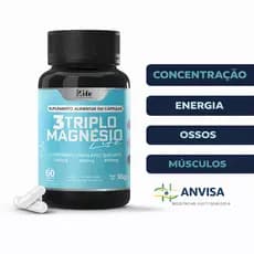 Triplo 3 Magnésio Pro: 60 Cápsulas por Pote - Energia Muscular Ossos | Quelato Dimalato L-Treonato