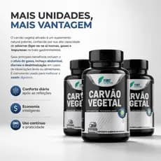 Carvão Vegetal Ativado Puro 120 Cápsulas Alto Teor de Pureza. Envio Imediato