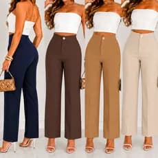 Calça Pantalona Feminina Alfaiataria Premium Elegante com Bolso do P ao GG