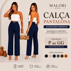 Calça Pantalona Feminina Alfaiataria Premium Moda Elegante com Bolso P ao GG