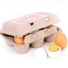 6 Pçs Ovos Realistas Brinquedos Fingir Cozinha De Madeira Comida Brinquedo Aprendizagem Educacional Com Caixa Armazename