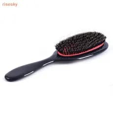 [Cerda De Javali Natural Pente Oval Anti-Estático De Massagem De Couro Escova De Cabelo