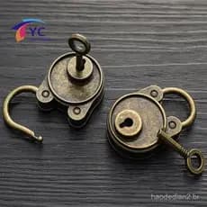 YCBR Bloqueio Vintage Estilo Antigo Bloqueio de Caderno Mala Bronze Revestido 72JD.