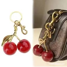 Estone Elegante Cereja Saco Charme E Chaveiro Adorável Chaveiros Jóias Para Chaves Do Carro