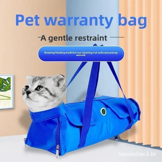 Saco de gato dobrável portátil-Anti-risco mordida respirável saco de proteção de gato Pet Hospital injeção banho cortado