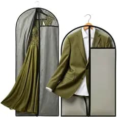 Capa Protetora de Roupa Vestido Terno Jaqueta TNT Zíper Antimofo Organizador Festa Proteção Closet