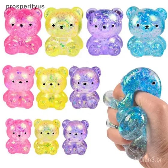 [prosperityus] Urso de Goma Brilhante Needoh Pequeno Animal Fofo Anti-Stress Splat Dpressions Vent Squeeze Prop [BR] G20