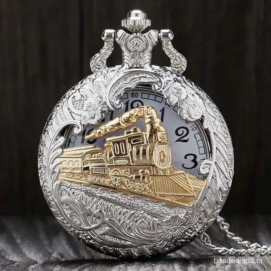 Relógio de Bolso Vintage Masculino com Pingente Mágico/Quartzo