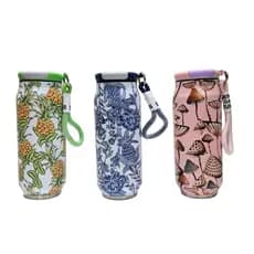 Garrafa Térmica Lata Aço Inox Cogumelos Com Alça e Tampa Antivazamento 500ml