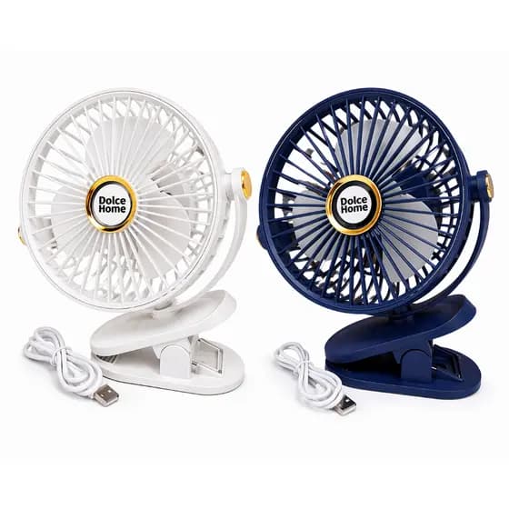 Mini Ventilador Portátil USB Recarregável 5 Velocidades Clip Mesa ou Dobrável 180° Suporte Celular