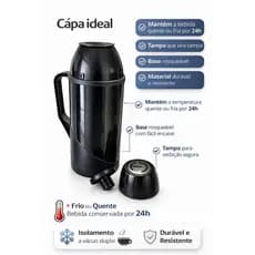 Garrafa Térmica Água Café Chá Uniterm Roma 500ml e 1L Mantém Quente e Frio Tampa Rosqueável Cores