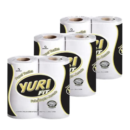 Kit Papel Toalha Yuri Fit Para Cozinha Folha Dupla c 2 Rolos