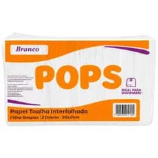Papel Toalha Interfolha Pops Branco para Dispenser de Banheiro Cozinha Escritório