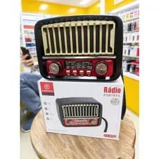 Rádio Portátil Retro com Entrada USB-C, AM/FM/SW, Bateria Recarregável e Alto-Falante Potente