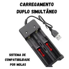 Carregador de Bateria Duplo para Li-ion 18650 14500 16340 26650 USB
