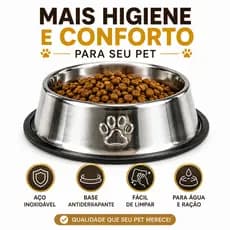 Comedouro Inox Antiderrapante Para Cachorro E Gato Vários Tamanhos