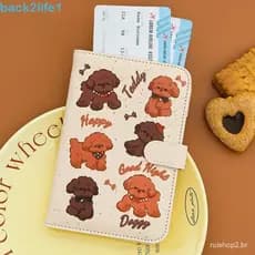 BACK2LIFE1 Bolsa Para Passaporte De Couro Gato , Capa Cartão À Prova D'água Cachorro Com Compartimentos , Pasta De Ingre