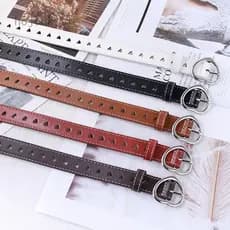 Hojouk Love Buckle Decor Cinto Jeans Feminino Fashion Coração Olho Oco De Couro PU